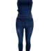 Sexy Lace-up Hollow-out Denim One-piece Skinny Jumpsuits Sexy Lace-up Hollow-out Denim One-piece Skinny Jumpsuits