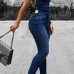 Sexy Lace-up Hollow-out Denim One-piece Skinny Jumpsuits Sexy Lace-up Hollow-out Denim One-piece Skinny Jumpsuits