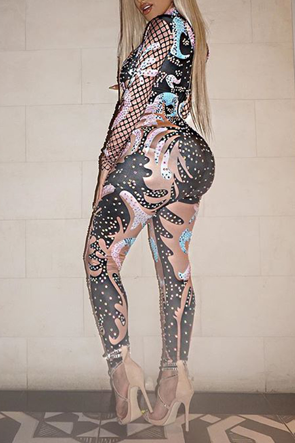 Sexy Long Sleeve Polyester One-piece Skinny Jumpsuits