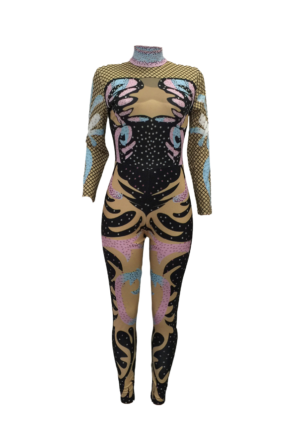 Sexy Long Sleeve Polyester One-piece Skinny Jumpsuits