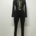 Sexy Long Sleeves Front Lace-up Hollow-out Solid Black Polyester One-piece Skinny Jumpsuit Sexy Long Sleeves Front Lace-up Hollow-out Solid Black Polyester One-piece Skinny Jumpsuit