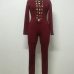 Sexy Long Sleeves Front Lace-up Hollow-out Wine Red Polyester One-piece Skinny Jumpsuit Sexy Long Sleeves Front Lace-up Hollow-out Wine Red Polyester One-piece Skinny Jumpsuit