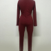 Sexy Long Sleeves Front Lace-up Hollow-out Wine Red Polyester One-piece Skinny Jumpsuit Sexy Long Sleeves Front Lace-up Hollow-out Wine Red Polyester One-piece Skinny Jumpsuit