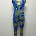 Sexy O Neck Sleeveless Backless Leopard Print Blue Polyester One-piece Skinny Jumpsuit Sexy O Neck Sleeveless Backless Leopard Print Blue Polyester One-piece Skinny Jumpsuit