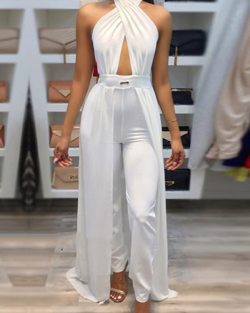 Sexy Patchwork White Spandex One-piece Jumpsuits Sexy Patchwork White Spandex One-piece Jumpsuits