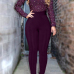Sexy Round Neck Long Sleeves Gauze Patchwork +Pearl Decoration Purple Healthy Fabric One-piece Skinny Jumpsuits Sexy Round Neck Long Sleeves Gauze Patchwork +Pearl Decoration Purple Healthy Fabric One-piece Skinny Jumpsuits