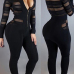 Sexy Round Neck Long Sleeves Gauze Patchwork Polyester One-piece Skinny Jumpsuits Sexy Round Neck Long Sleeves Gauze Patchwork Polyester One-piece Skinny Jumpsuits