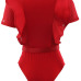 Sexy Round Neck Short Sleeves See-Through Red Polyester One-piece Skinny Jumpsuits Sexy Round Neck Short Sleeves See-Through Red Polyester One-piece Skinny Jumpsuits