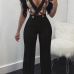 Sexy Round Neck V-shaped Hollow-out Black Twilled One-piece Jumpsuits Sexy Round Neck V-shaped Hollow-out Black Twilled One-piece Jumpsuits