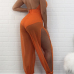 Sexy Sleeveless See-Through Orange Gauze One-piece Skinny Jumpsuits Sexy Sleeveless See-Through Orange Gauze One-piece Skinny Jumpsuits