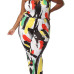 Sexy Strapless Sleeveless Multi-colored Print Polyester One-piece Regular Jumpsuit Sexy Strapless Sleeveless Multi-colored Print Polyester One-piece Regular Jumpsuit