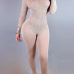Sexy Turtleneck Long Sleeves Rhinestone Decorative Apricot Gauze One-piece Jumpsuits Sexy Turtleneck Long Sleeves Rhinestone Decorative Apricot Gauze One-piece Jumpsuits