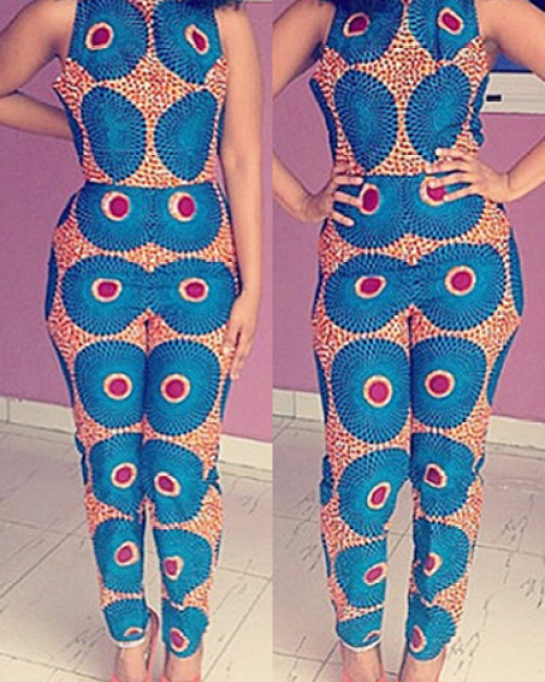 Sexy Turtleneck Sleeveless Print Polyester One-piece Skinny Jumpsuit Sexy Turtleneck Sleeveless Print Polyester One-piece Skinny Jumpsuit