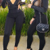 Sexy V Neck Long Sleeves Gauze Patchwork Black Polyester One-piece Skinny Jumpsuits Sexy V Neck Long Sleeves Gauze Patchwork Black Polyester One-piece Skinny Jumpsuits