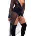 Sexy V Neck Long Sleeves Mesh Patchwork Black One-piece Skinny Jumpsuits Sexy V Neck Long Sleeves Mesh Patchwork Black One-piece Skinny Jumpsuits