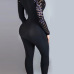 Sexy V Neck Long Sleeves See-Through Black Qmilch One-piece Skinny Jumpsuits Sexy V Neck Long Sleeves See-Through Black Qmilch One-piece Skinny Jumpsuits