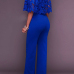Stylish Dew Shoulder Hollow-out Blue Twilled One-piece Jumpsuits Stylish Dew Shoulder Hollow-out Blue Twilled One-piece Jumpsuits