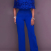 Stylish Dew Shoulder Hollow-out Blue Twilled One-piece Jumpsuits Stylish Dew Shoulder Hollow-out Blue Twilled One-piece Jumpsuits