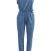 Stylish Dew Shoulder Light Blue Denim One-piece Jumpsuits Stylish Dew Shoulder Light Blue Denim One-piece Jumpsuits