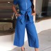 Stylish Dew Shoulder Short Sleeves Zipper Design Blue Denim One-piece Jumpsuits Stylish Dew Shoulder Short Sleeves Zipper Design Blue Denim One-piece Jumpsuits