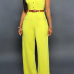 Stylish O Neck Sleeveless Button Design Yellow Qmilch One-piece Jumpsuits (Without Belt) Stylish O Neck Sleeveless Button Design Yellow Qmilch One-piece Jumpsuits (Without Belt)