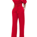 Stylish One-shoulder Red Polyester One-piece Jumpsuits(With Belt)