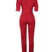 Stylish One-shoulder Red Polyester One-piece Jumpsuits(With Belt)