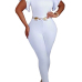 Stylish Round Neck Short Sleeves Falbala Design White Polyester One-piece Skinny Jumpsuits(Without Belt) Stylish Round Neck Short Sleeves Falbala Design White Polyester One-piece Skinny Jumpsuits(Without Belt)
