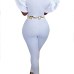 Stylish Round Neck Short Sleeves Falbala Design White Polyester One-piece Skinny Jumpsuits(Without Belt) Stylish Round Neck Short Sleeves Falbala Design White Polyester One-piece Skinny Jumpsuits(Without Belt)
