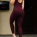 Stylish Round Neck Short Sleeves Hollow-out Wine Red Twilled One-piece Skinny Jumpsuits Stylish Round Neck Short Sleeves Hollow-out Wine Red Twilled One-piece Skinny Jumpsuits