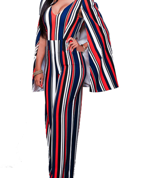Stylish Striped Red Cotton One-piece Jumpsuits Stylish Striped Red Cotton One-piece Jumpsuits