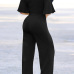 Stylish V Neck Half Sleeves Hollow-out Black Qmilch One-piece Jumpsuits (With Belt) Stylish V Neck Half Sleeves Hollow-out Black Qmilch One-piece Jumpsuits (With Belt)