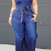Trendy Dark Blue Denim One-piece Jumpsuits Trendy Dark Blue Denim One-piece Jumpsuits