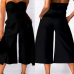 Trendy Dew Shoulder Patchwork Black Cotton Blends One-piece Jumpsuits