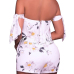 Trendy Dew Shoulder Printed White One-piece Skinny Jumpsuits Trendy Dew Shoulder Printed White One-piece Skinny Jumpsuits
