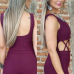 Trendy O Neck Tank Sleeveless Cross Hollow-out Purple Cotton Blends One-piece Jumpsuits Trendy O Neck Tank Sleeveless Cross Hollow-out Purple Cotton Blends One-piece Jumpsuits
