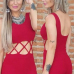 Trendy O Neck Tank Sleeveless Cross Hollow-out Red Cotton Blends One-piece Jumpsuits Trendy O Neck Tank Sleeveless Cross Hollow-out Red Cotton Blends One-piece Jumpsuits