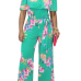 Trendy Printed Green Milk Fiber One-piece Jumpsuits Trendy Printed Green Milk Fiber One-piece Jumpsuits