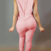Trendy Round Neck Tank Sleeveless Zipper Design Drawstring Pink Polyester One-piece Jumpsuits Trendy Round Neck Tank Sleeveless Zipper Design Drawstring Pink Polyester One-piece Jumpsuits