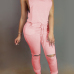 Trendy Round Neck Tank Sleeveless Zipper Design Drawstring Pink Polyester One-piece Jumpsuits Trendy Round Neck Tank Sleeveless Zipper Design Drawstring Pink Polyester One-piece Jumpsuits