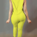 Trendy Round Neck Tank Sleeveless Zipper Design Drawstring Yellow Polyester One-piece Jumpsuits Trendy Round Neck Tank Sleeveless Zipper Design Drawstring Yellow Polyester One-piece Jumpsuits