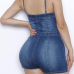 Trendy Spaghetti Strap Sleeveless Zipper Design Blue Denim One-piece Skinny Jumpsuits Trendy Spaghetti Strap Sleeveless Zipper Design Blue Denim One-piece Skinny Jumpsuits