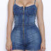 Trendy Spaghetti Strap Sleeveless Zipper Design Blue Denim One-piece Skinny Jumpsuits Trendy Spaghetti Strap Sleeveless Zipper Design Blue Denim One-piece Skinny Jumpsuits
