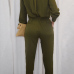 Trendy V Neck Long Sleeves Solid Army Green Polyester One-piece Regular Jumpsuit Trendy V Neck Long Sleeves Solid Army Green Polyester One-piece Regular Jumpsuit