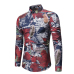 Fashion Turndown Collar Long Sleeves Leaf Printed Navy Blue Cotton Shirts(Non Positioning Printing) Fashion Turndown Collar Long Sleeves Leaf Printed Navy Blue Cotton Shirts(Non Positioning Printing)