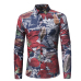 Fashion Turndown Collar Long Sleeves Leaf Printed Navy Blue Cotton Shirts(Non Positioning Printing) Fashion Turndown Collar Long Sleeves Leaf Printed Navy Blue Cotton Shirts(Non Positioning Printing)