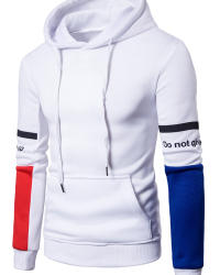 Fashionable Hooded Collar Patchwork White Cotton Blends Hoodies