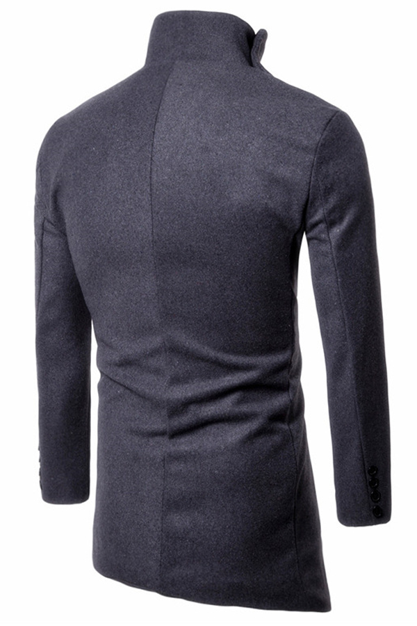  Fashionable Turtleneck Asymmetrical Grey Polyester Men Clothes