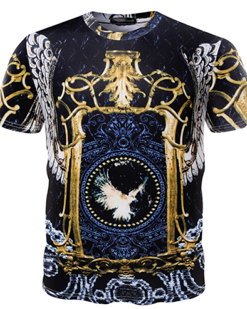 Euramerican Round Neck Short Sleeves Printed Cotton T-shirt Euramerican Round Neck Short Sleeves Printed Cotton T-shirt