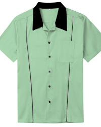 Amazon hot style loose single-breasted lapel mint green men's shirt #94947